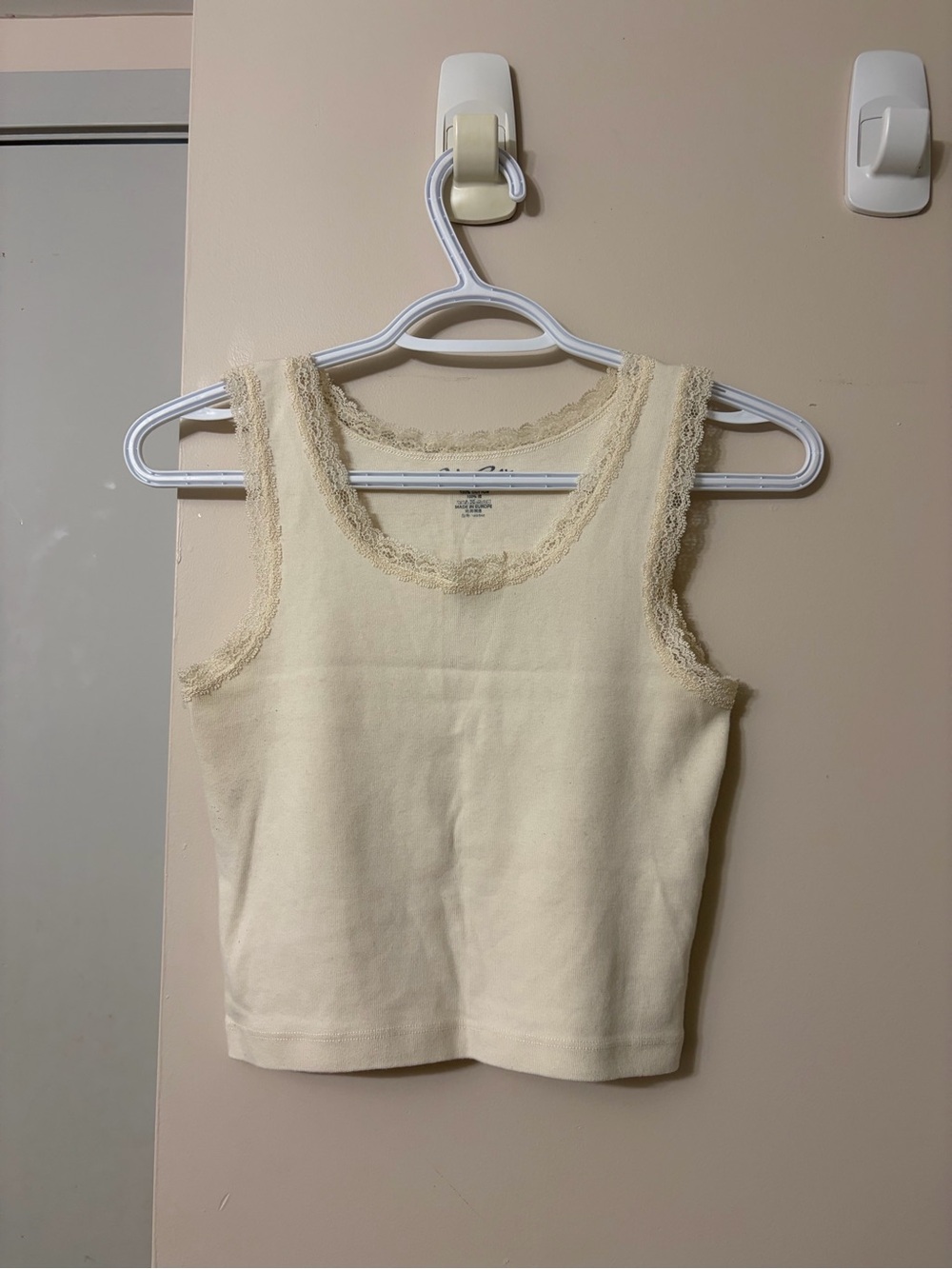 Brandy Melville Cream Lace-Trim Ribbed Camisole